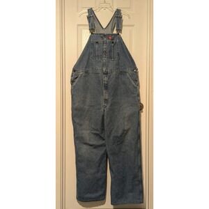 Dickies Bib Overalls Men's 42x29.5 (tag 42x32) Carpenter Blue Denim Dungarees